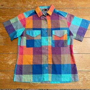 Vintage Tomboy Plaid Short-Sleeve Button-Down Shirt